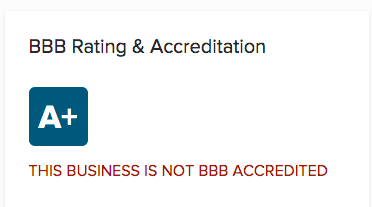 this business is not BBB accredited