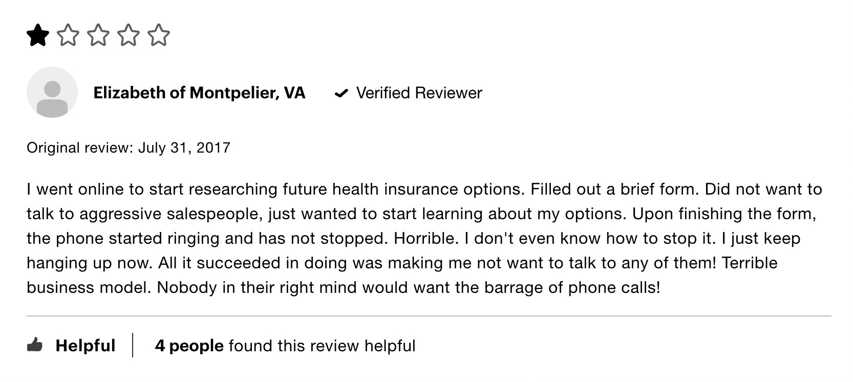 review the phone started ringing and has not stopped/></p>\n<p>From the 39 reviews on the Consumer Affairs website, netQuote holds a rating of 1.2 out of 5 stars.</p>\n<p><img src=